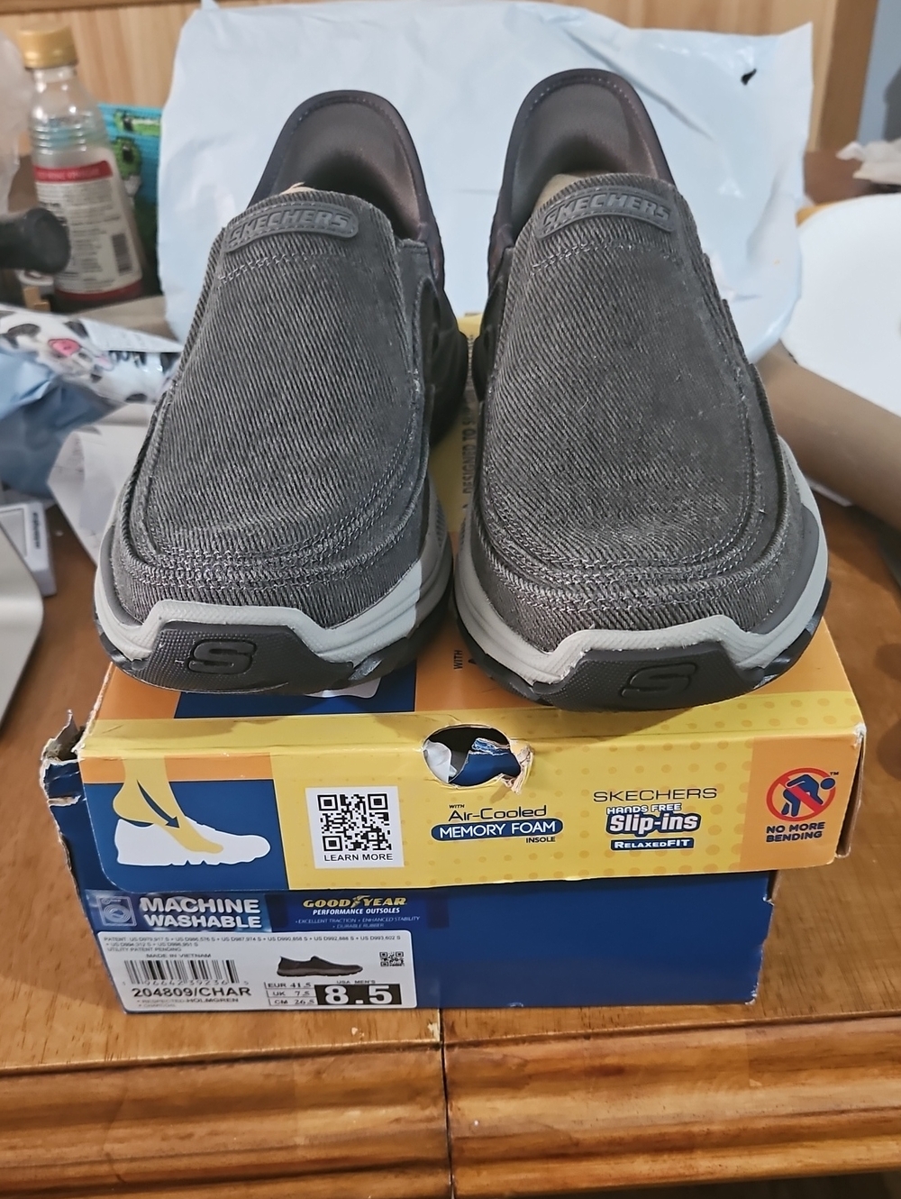 Skechers Men's Gray Slip-On Memory Foam Loafers